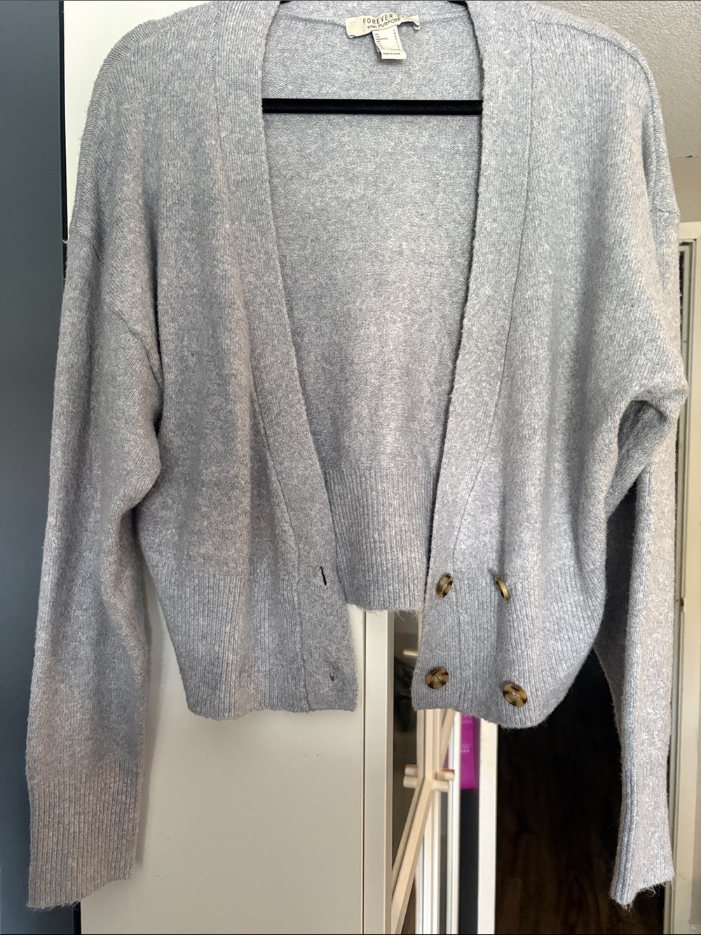 Forever 21 Light Gray Button-Front Open Cardigan